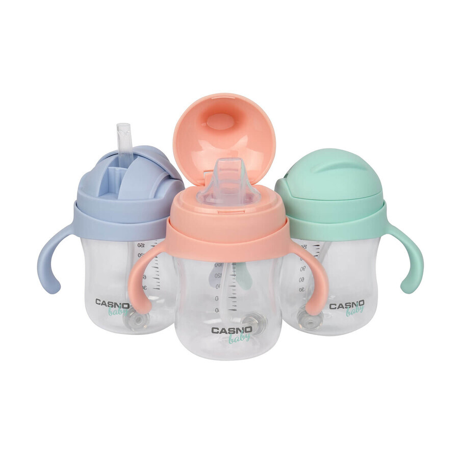 Casno Baby, bicchiere a goccia 2 in 1 Dizzy, azzurro, da 6 mesi, 240 ml