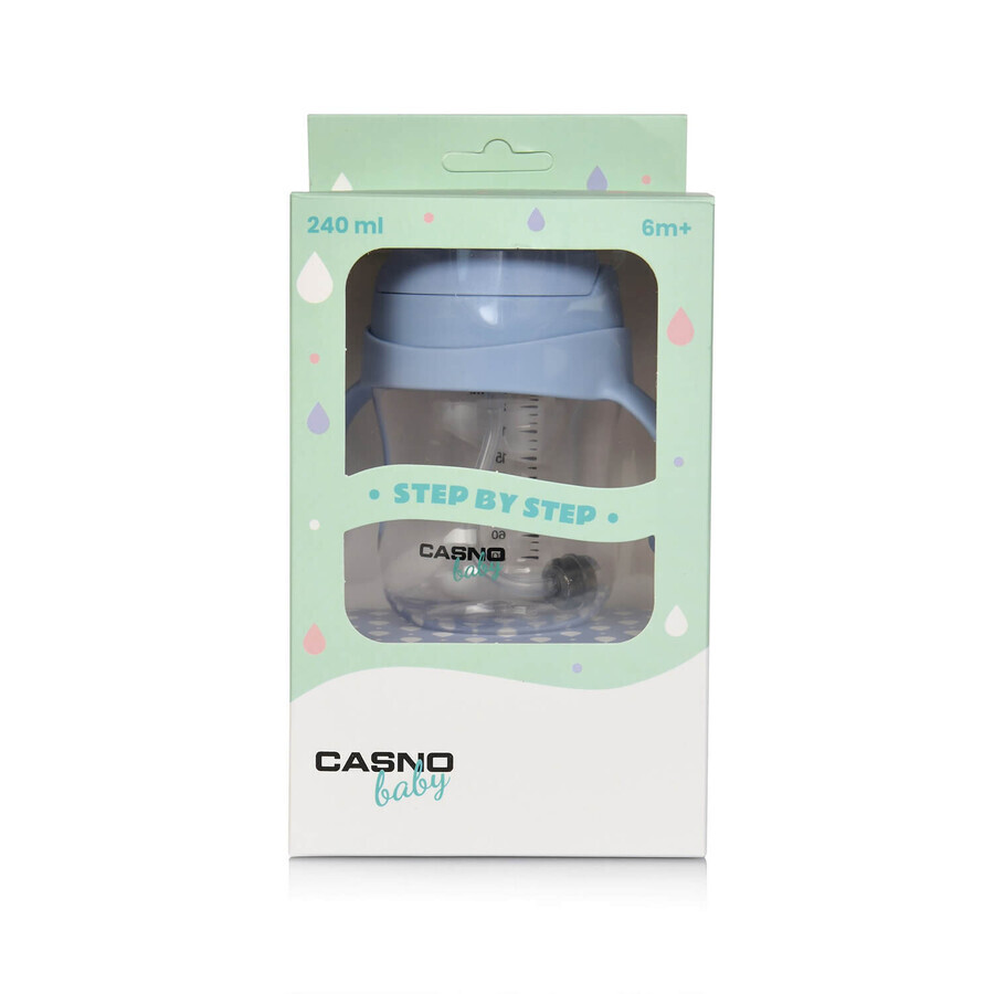Casno Baby, bicchiere a goccia 2 in 1 Dizzy, azzurro, da 6 mesi, 240 ml