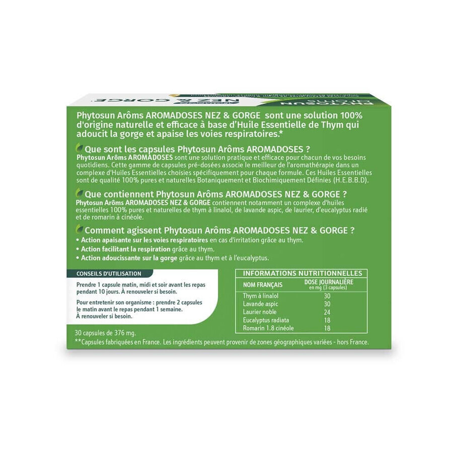 Phytosun Aroms of Nez Et Gorge 30 Capsules