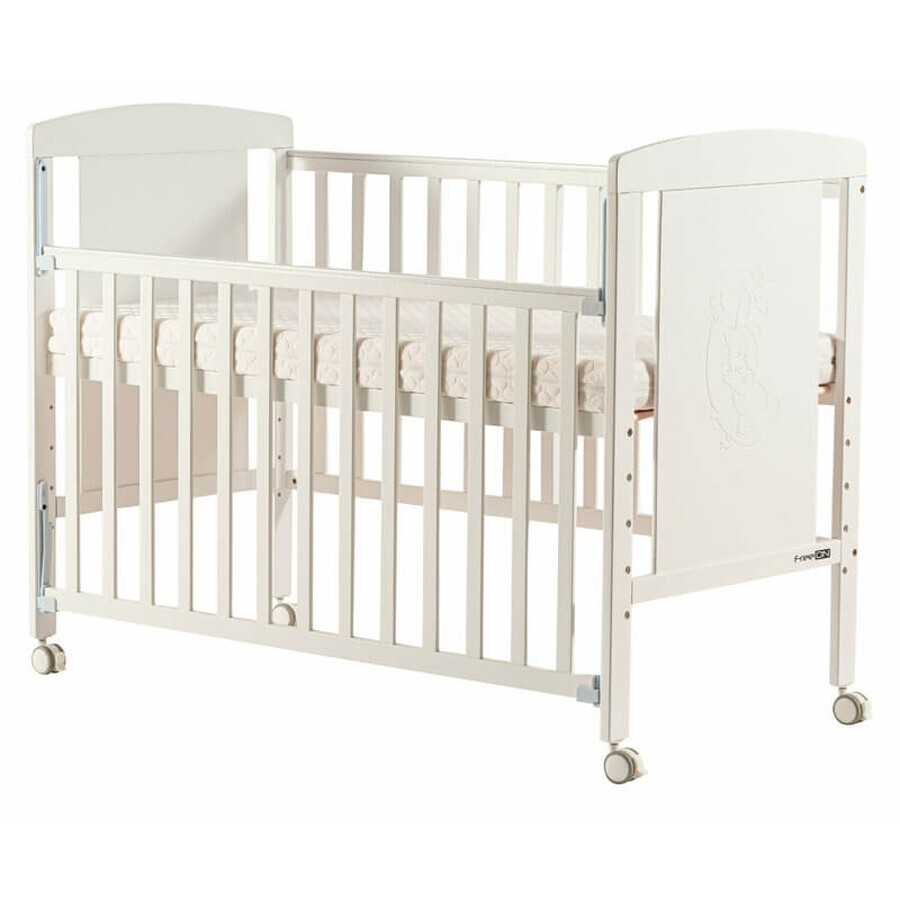 Wooden bed with sliding side, 120x60 cm, White, Mia, Freeon