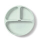 Silicone plate with suction cup, Mint, Babyono
