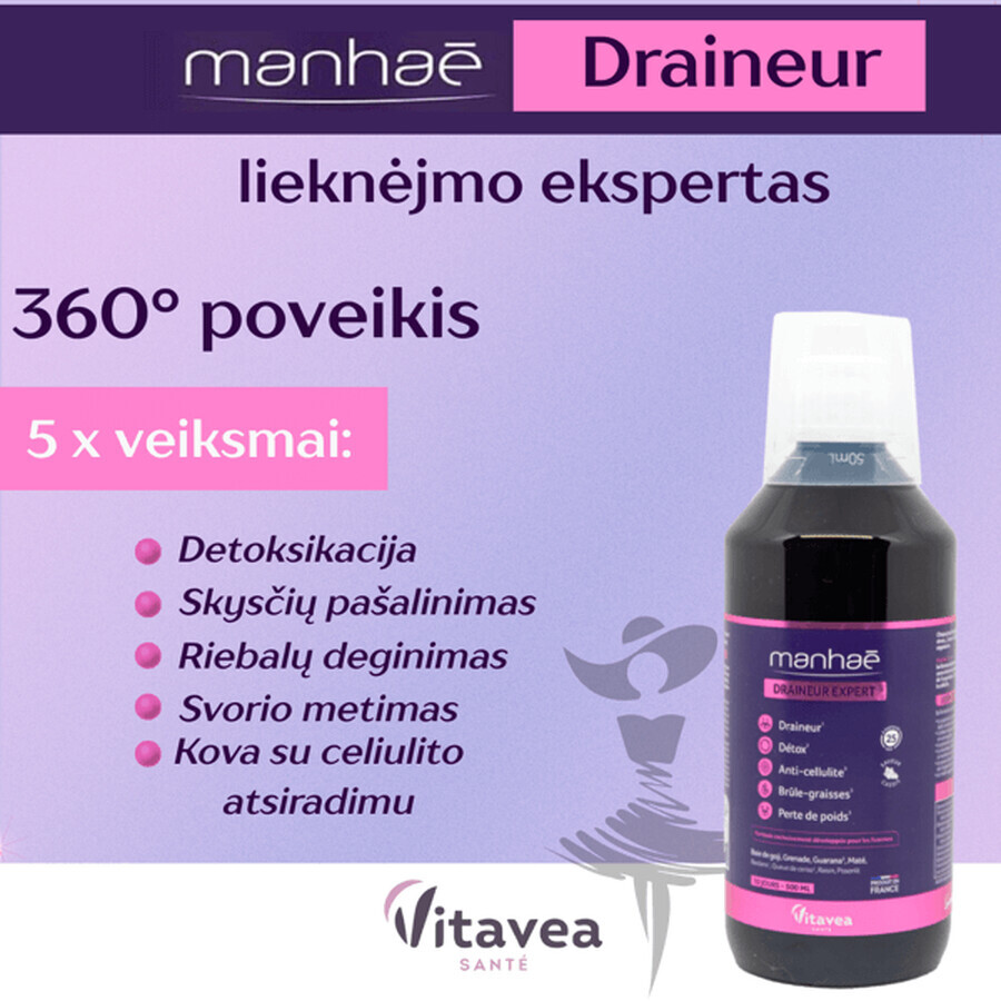 Blackcurrant flavored drink Draineur Expert, 500 ml, Manhae