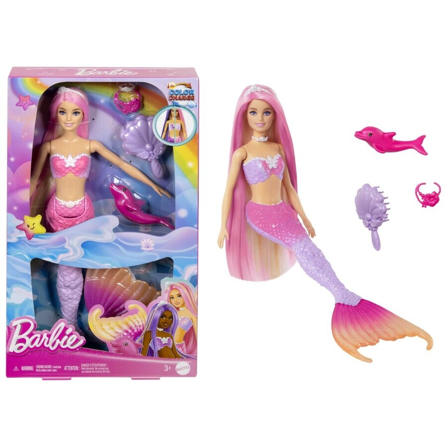 Mermaid doll Color Change, 3 years+, Barbie