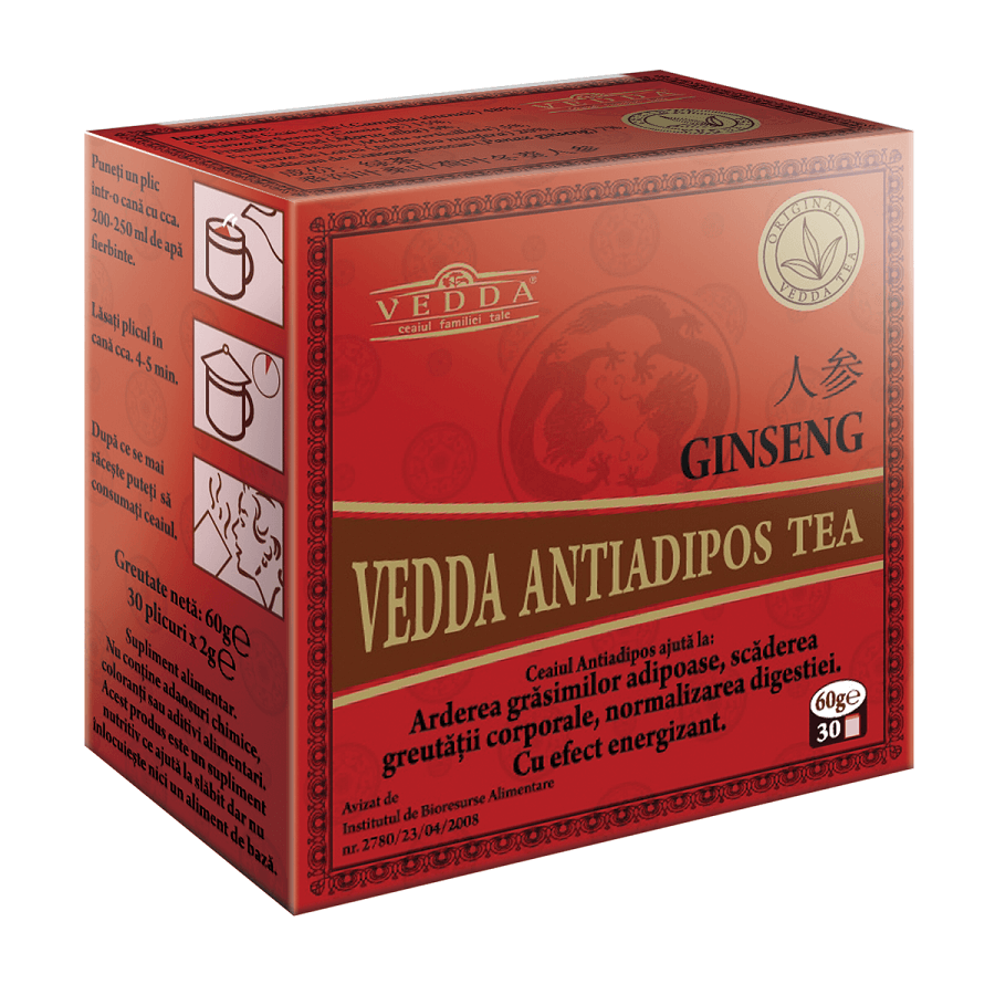 Ginseng Tee gegen Fettleibigkeit, 30 Beutel, Vedda