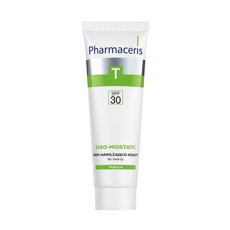 Set Pharmaceris T Sebo-Moistatic, moisturizing and soothing face cream, SPF 30, 50 ml + Puri-Sebogel, anti-bacterial T face wash gel, 80 ml