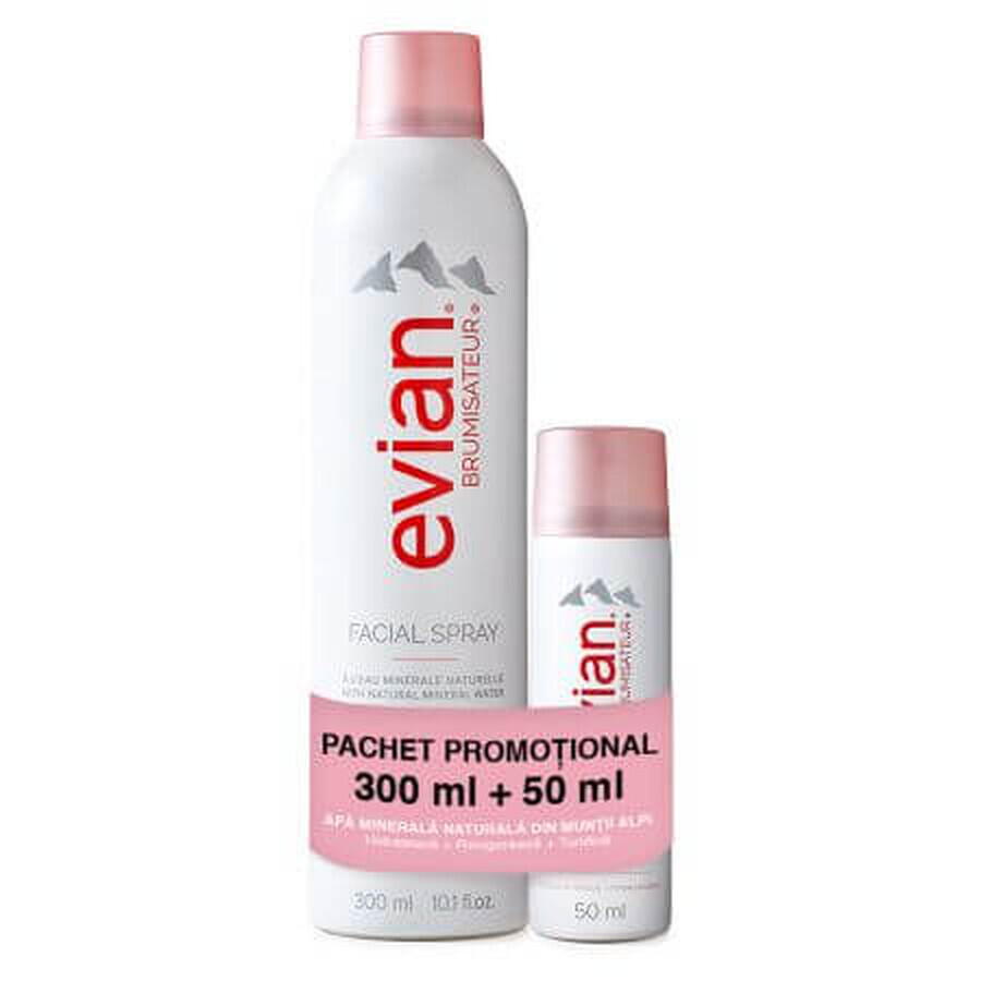 Gezichtsspray met natuurlijk mineraalwater, 300 ml + 50 ml, Evian
