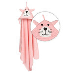 BabyMatex, Jimmy baby terry bath cover, 80 cm x 80 cm, pink cat BabyMatex, Jimmy baby terry bath cover, 80 cm x 80 cm, pink cat