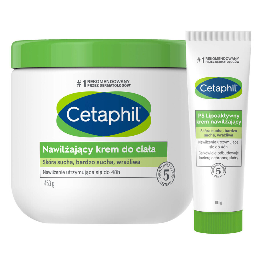 Cetaphil set, moisturizing body cream, for the whole family, 453 g + lipoactive moisturizing cream, dry, very dry, sensitive skin, 100 g