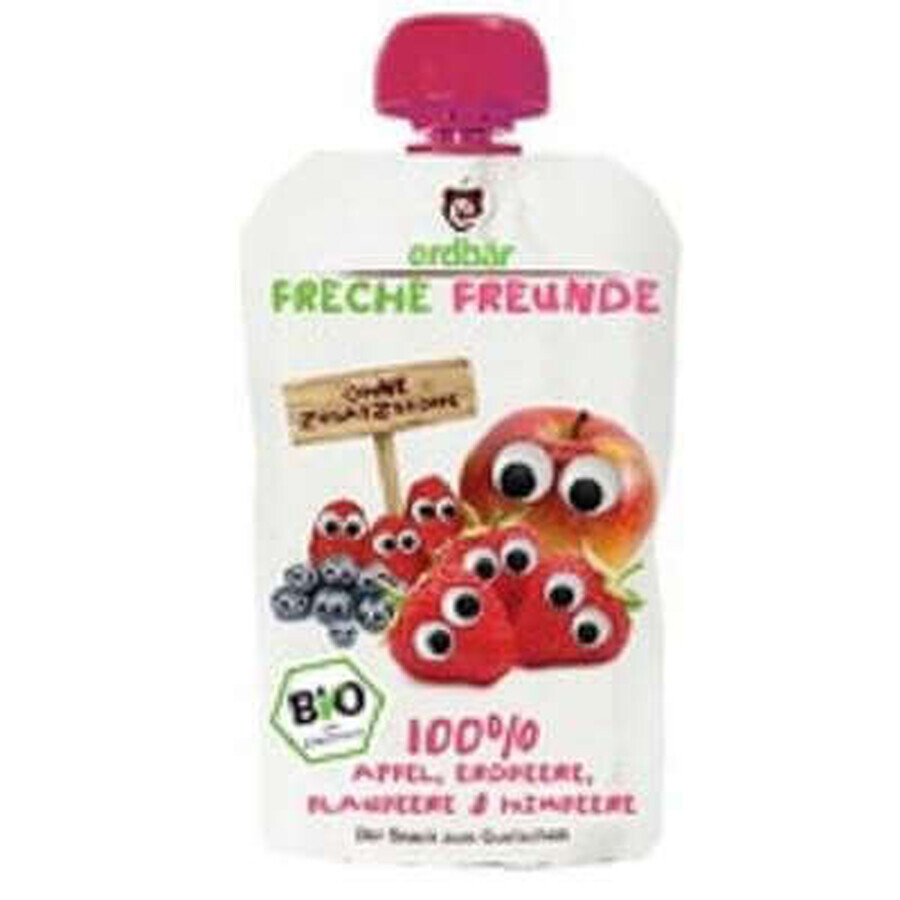 Shop Bio-Püree aus Äpfeln, Erdbeeren, Heidelbeeren und Himbeeren, 100 g, Erdbar Bio-Püree aus Äpfeln, Erdbeeren, Heidelbeeren und Himbeeren, 100 g, Erdbar