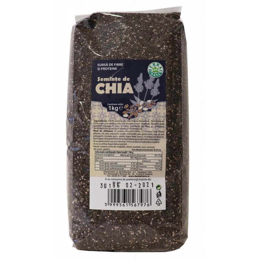 Chia zaden, 1 kg, Herbal Sana