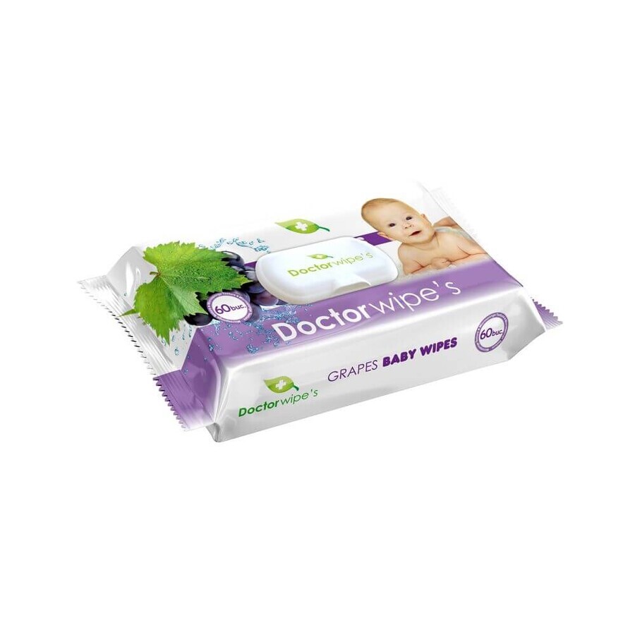 Grapes Baby Wet Wipes, 60 pieces, Doctor Wipes Grapes Baby Wet Wipes, 60 pieces, Doctor Wipes