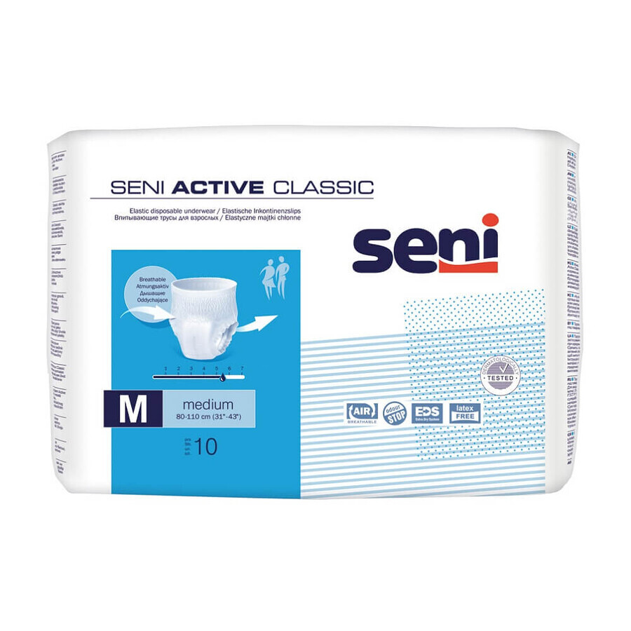 Absorbent elastic pantyhose, Medium, 10 pieces, Seni Active Classic