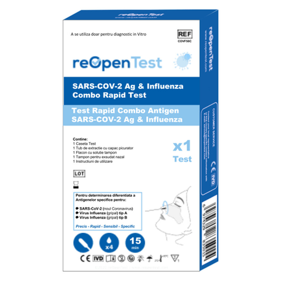 SARS-COV-2 Ag and Influenza Rapid Combo Antigen Test, 1 piece, Montana Med