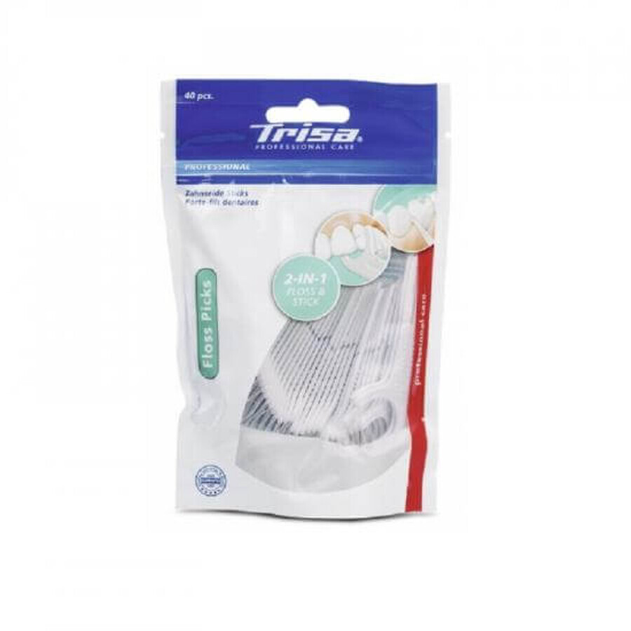 Buy Dental floss with toothpick, 40 pcs, Trisa Dental floss with toothpick, 40 pcs, Trisa