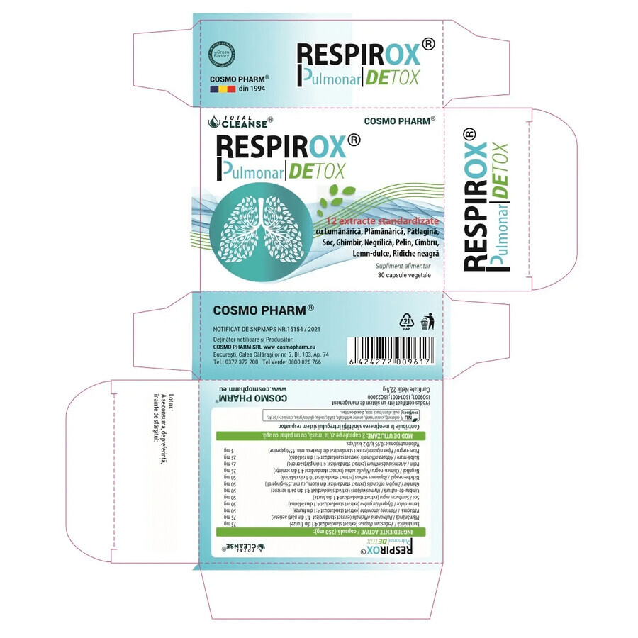 Respirox Pulmonary Detox Total Cleanse, 30 capsules, Cosmo Pharm