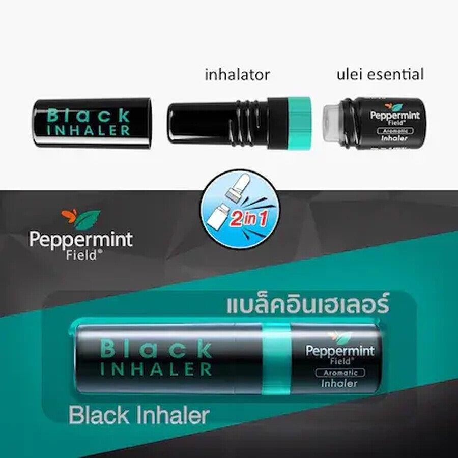 Peppermint Field Black Inhaler 2 in 1 Inhaler Nasal Pencil 2ml