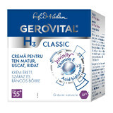 Crème pour les peaux matures, sèches et ridées Gerovital H3 Classic 55+, 50 ml, Farmec